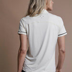 Vala Connected Short Sleeve Polo in white  back view 